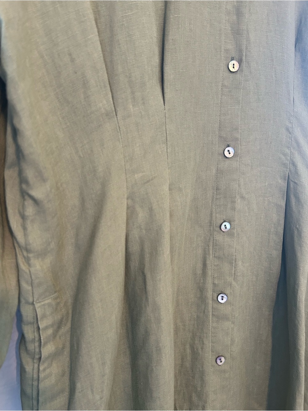 J. Jill 100% Linen Midi Dart-Waist Dress Size L - Natural Workwear Minimalist - Picture 5 of 11